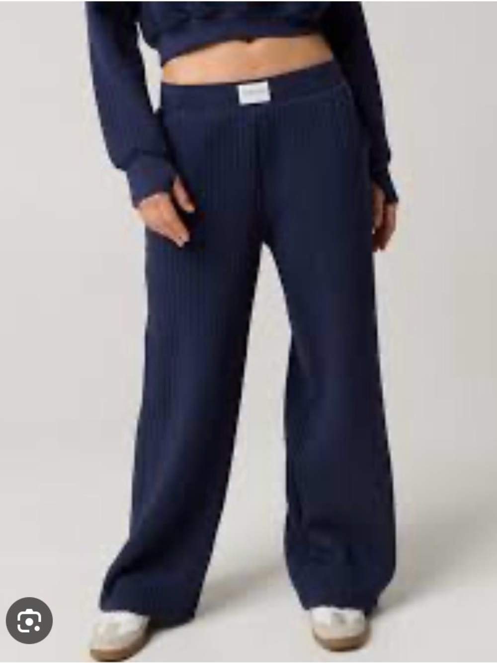 Offline by aerie Navy Coffee Run Wide Leg Quilted Trouser Size Small